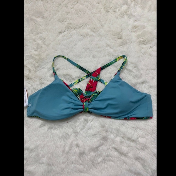 NEW Tart Collections Praver Tropical Floral Bikini Top [SZ Small ] Blue‎ Pink - Picture 8 of 8